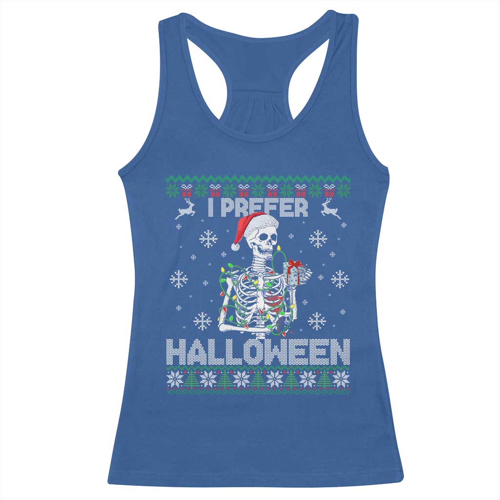Funny Skeleton Christmas Racerback Tank Top I Prefer Halloween Spooky Xmas Holiday - Wonder Print Shop