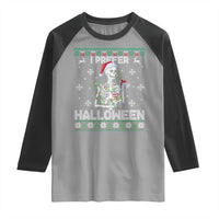 Funny Skeleton Christmas Raglan Shirt I Prefer Halloween Spooky Xmas Holiday - Wonder Print Shop