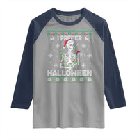 Funny Skeleton Christmas Raglan Shirt I Prefer Halloween Spooky Xmas Holiday - Wonder Print Shop