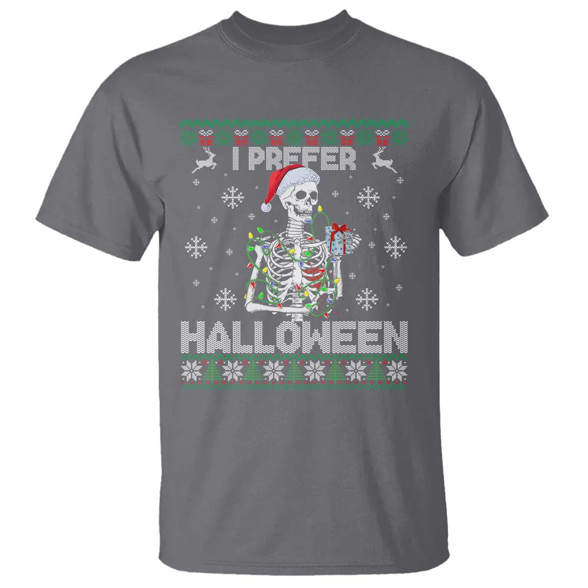 Funny Skeleton Christmas T Shirt I Prefer Halloween Spooky Xmas Holiday - Wonder Print Shop