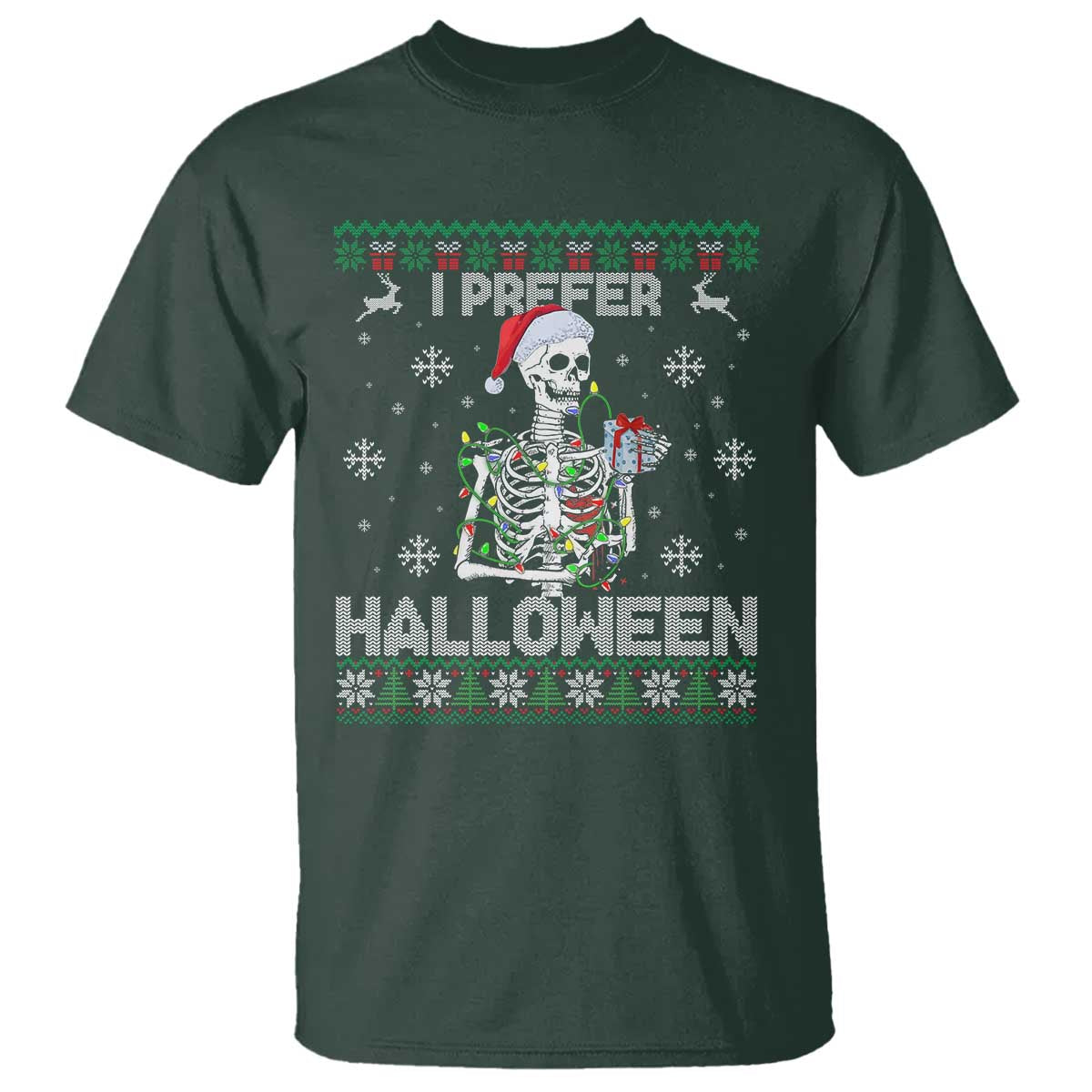 Funny Skeleton Christmas T Shirt I Prefer Halloween Spooky Xmas Holiday - Wonder Print Shop