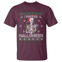 Funny Skeleton Christmas T Shirt I Prefer Halloween Spooky Xmas Holiday - Wonder Print Shop