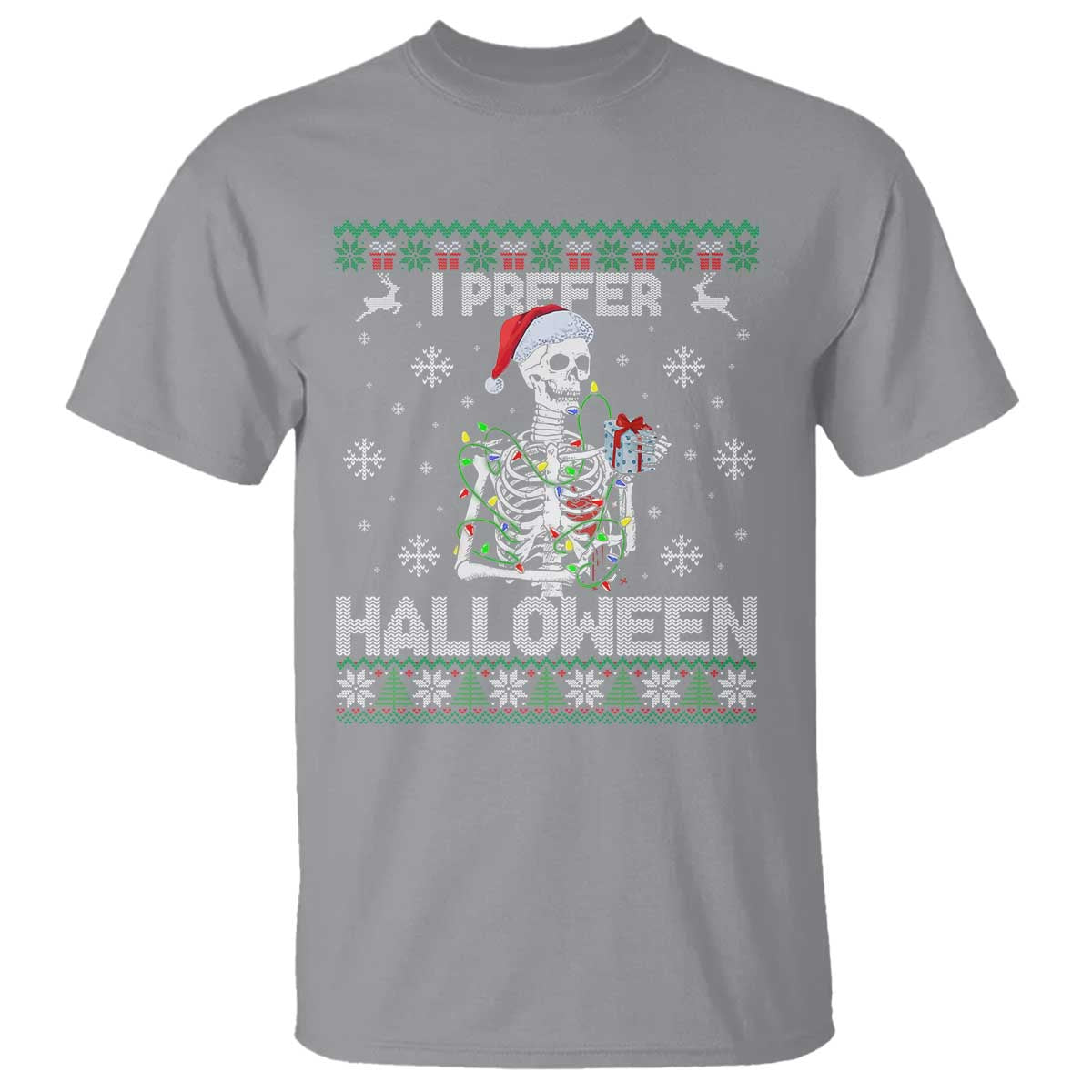 Funny Skeleton Christmas T Shirt I Prefer Halloween Spooky Xmas Holiday - Wonder Print Shop