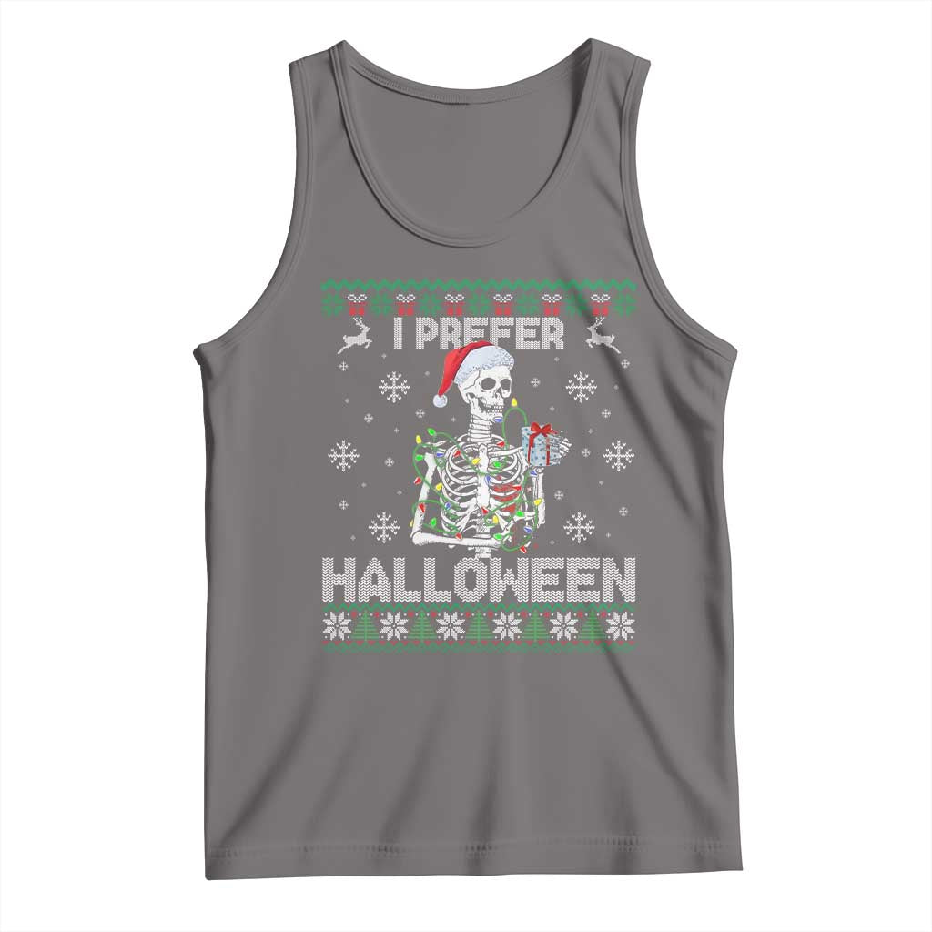 Funny Skeleton Christmas Tank Top I Prefer Halloween Spooky Xmas Holiday - Wonder Print Shop
