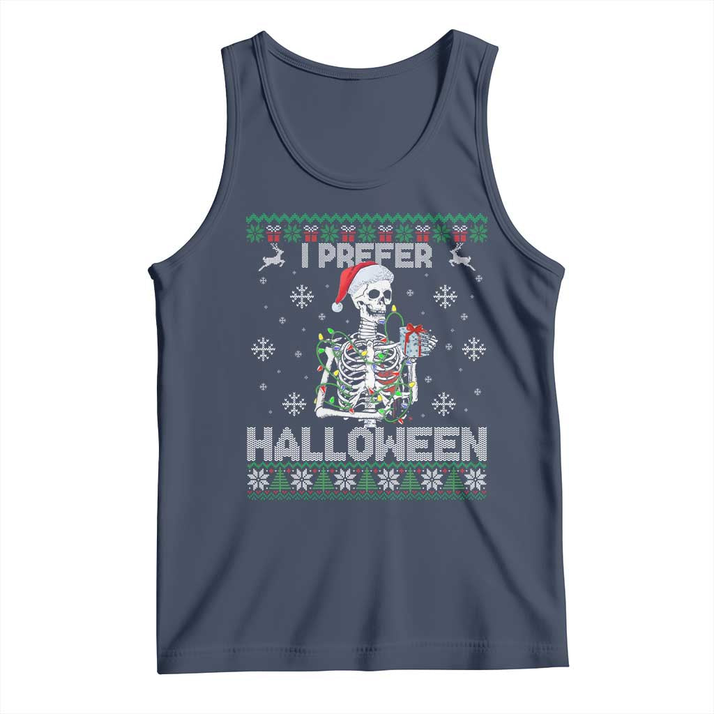 Funny Skeleton Christmas Tank Top I Prefer Halloween Spooky Xmas Holiday - Wonder Print Shop
