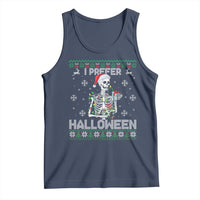 Funny Skeleton Christmas Tank Top I Prefer Halloween Spooky Xmas Holiday - Wonder Print Shop