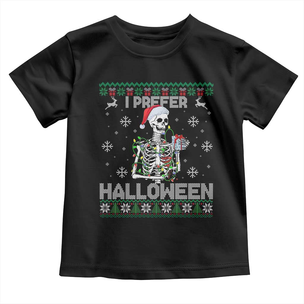 Funny Skeleton Christmas Toddler T Shirt I Prefer Halloween Spooky Xmas Holiday - Wonder Print Shop