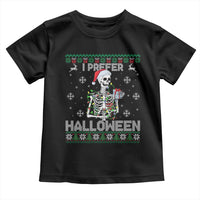 Funny Skeleton Christmas Toddler T Shirt I Prefer Halloween Spooky Xmas Holiday - Wonder Print Shop