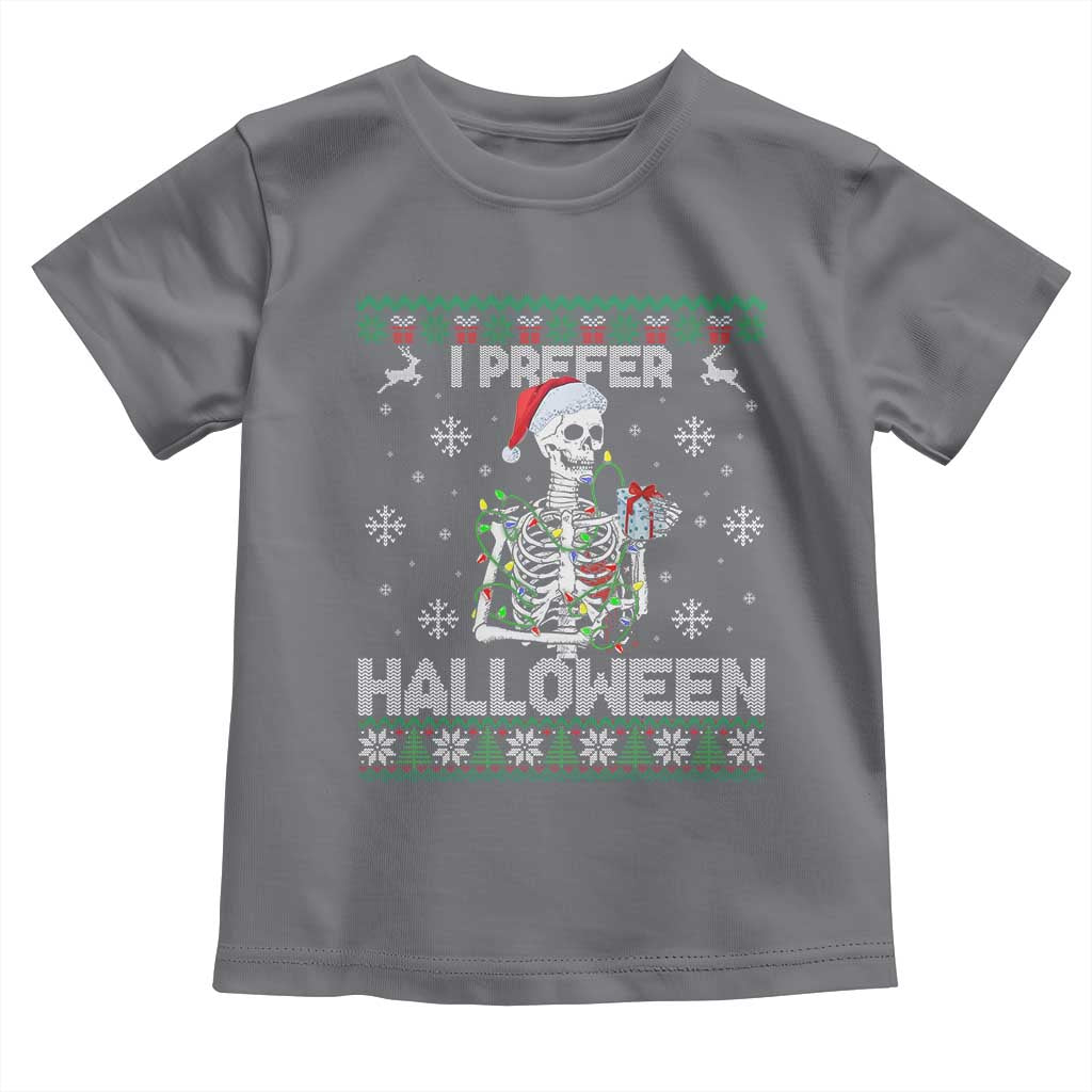 Funny Skeleton Christmas Toddler T Shirt I Prefer Halloween Spooky Xmas Holiday - Wonder Print Shop