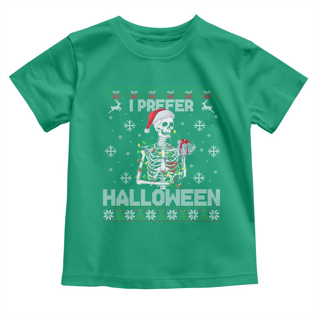 Funny Skeleton Christmas Toddler T Shirt I Prefer Halloween Spooky Xmas Holiday - Wonder Print Shop