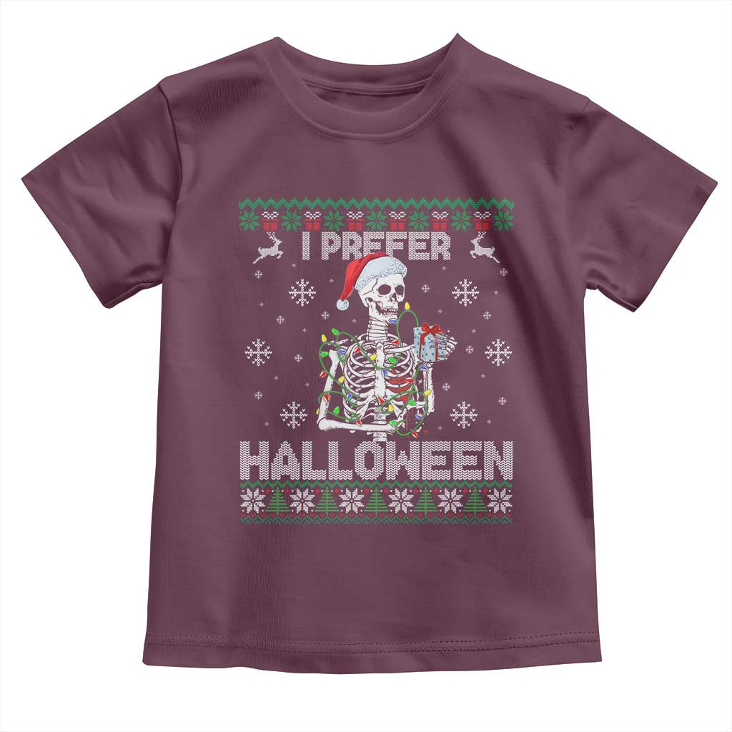 Funny Skeleton Christmas Toddler T Shirt I Prefer Halloween Spooky Xmas Holiday - Wonder Print Shop