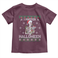 Funny Skeleton Christmas Toddler T Shirt I Prefer Halloween Spooky Xmas Holiday - Wonder Print Shop