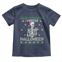 Funny Skeleton Christmas Toddler T Shirt I Prefer Halloween Spooky Xmas Holiday - Wonder Print Shop