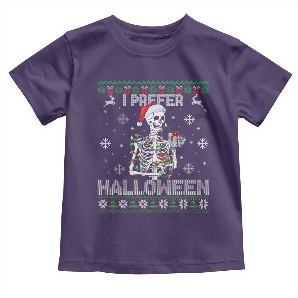 Funny Skeleton Christmas Toddler T Shirt I Prefer Halloween Spooky Xmas Holiday - Wonder Print Shop
