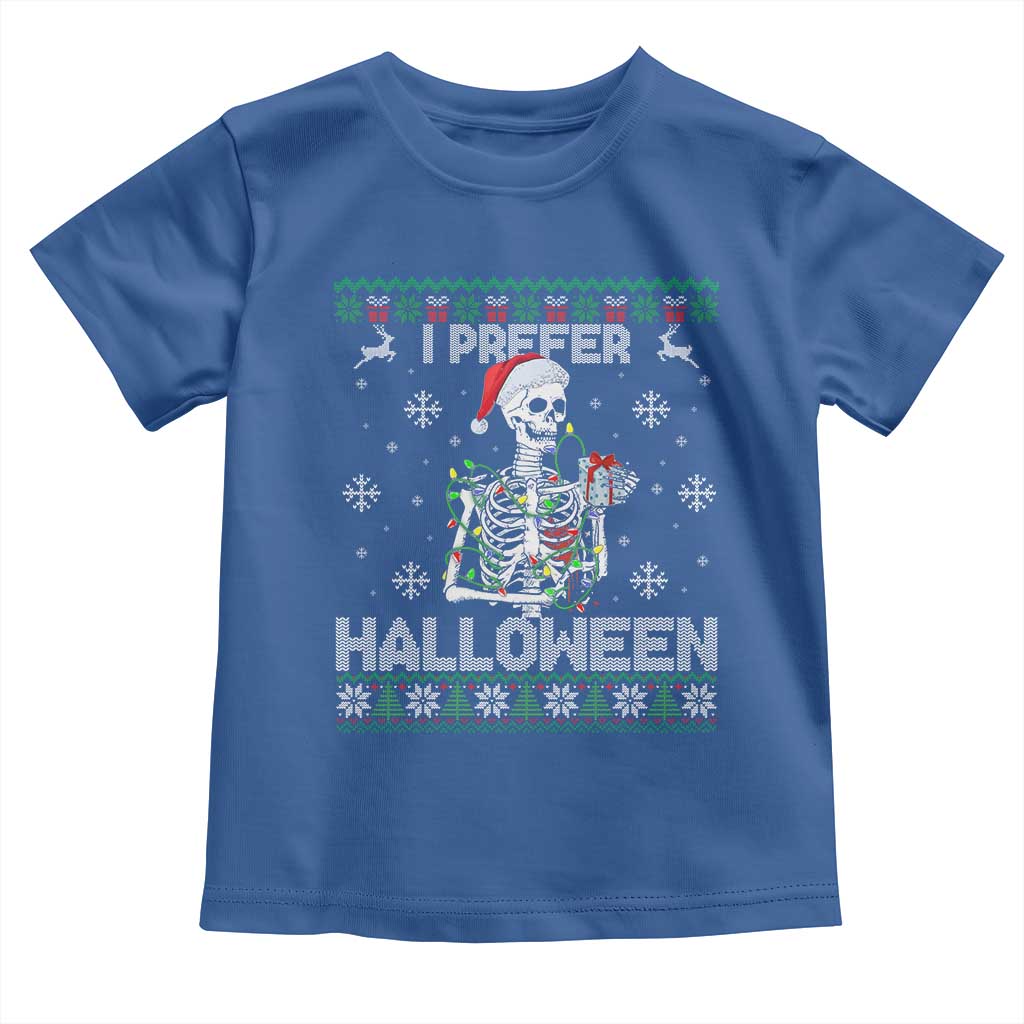Funny Skeleton Christmas Toddler T Shirt I Prefer Halloween Spooky Xmas Holiday - Wonder Print Shop