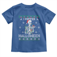 Funny Skeleton Christmas Toddler T Shirt I Prefer Halloween Spooky Xmas Holiday - Wonder Print Shop