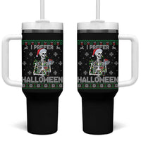 Funny Skeleton Christmas Tumbler With Handle I Prefer Halloween Spooky Xmas Holiday - Wonder Print Shop