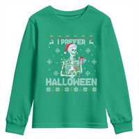 Funny Skeleton Christmas Youth Sweatshirt I Prefer Halloween Spooky Xmas Holiday - Wonder Print Shop