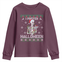 Funny Skeleton Christmas Youth Sweatshirt I Prefer Halloween Spooky Xmas Holiday - Wonder Print Shop
