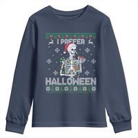 Funny Skeleton Christmas Youth Sweatshirt I Prefer Halloween Spooky Xmas Holiday - Wonder Print Shop
