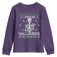 Funny Skeleton Christmas Youth Sweatshirt I Prefer Halloween Spooky Xmas Holiday - Wonder Print Shop