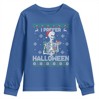 Funny Skeleton Christmas Youth Sweatshirt I Prefer Halloween Spooky Xmas Holiday - Wonder Print Shop