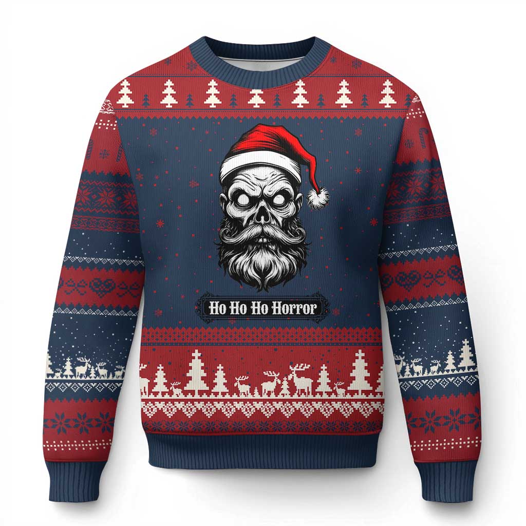 Creepy Xmas Skull Ugly Christmas Sweater Ho Ho Ho Horror Santa Gothic Holiday - Wonder Print Shop