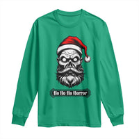 Creepy Christmas Skull Long Sleeve Shirt Ho Ho Ho Horror Santa Gothic Holiday - Wonder Print Shop