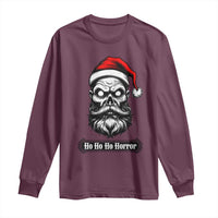 Creepy Christmas Skull Long Sleeve Shirt Ho Ho Ho Horror Santa Gothic Holiday - Wonder Print Shop