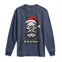 Creepy Christmas Skull Long Sleeve Shirt Ho Ho Ho Horror Santa Gothic Holiday - Wonder Print Shop