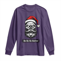 Creepy Christmas Skull Long Sleeve Shirt Ho Ho Ho Horror Santa Gothic Holiday - Wonder Print Shop