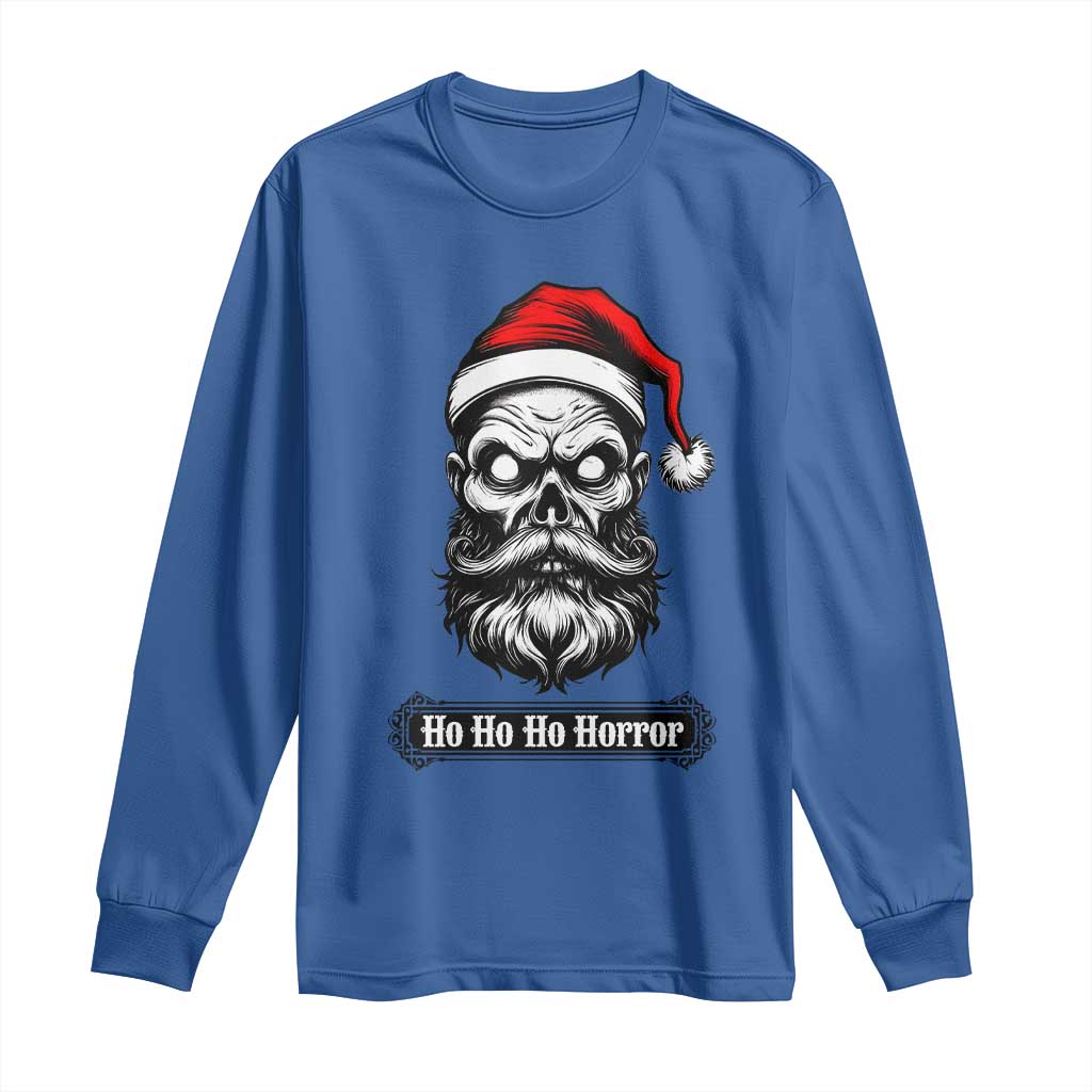 Creepy Christmas Skull Long Sleeve Shirt Ho Ho Ho Horror Santa Gothic Holiday - Wonder Print Shop