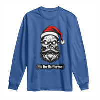 Creepy Christmas Skull Long Sleeve Shirt Ho Ho Ho Horror Santa Gothic Holiday - Wonder Print Shop