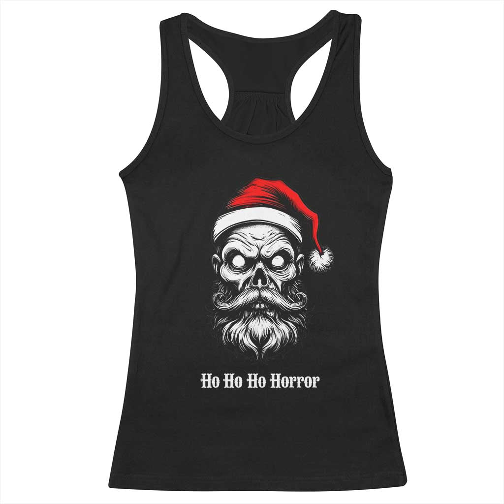 Creepy Christmas Skull Racerback Tank Top Ho Ho Ho Horror Santa Gothic Holiday - Wonder Print Shop
