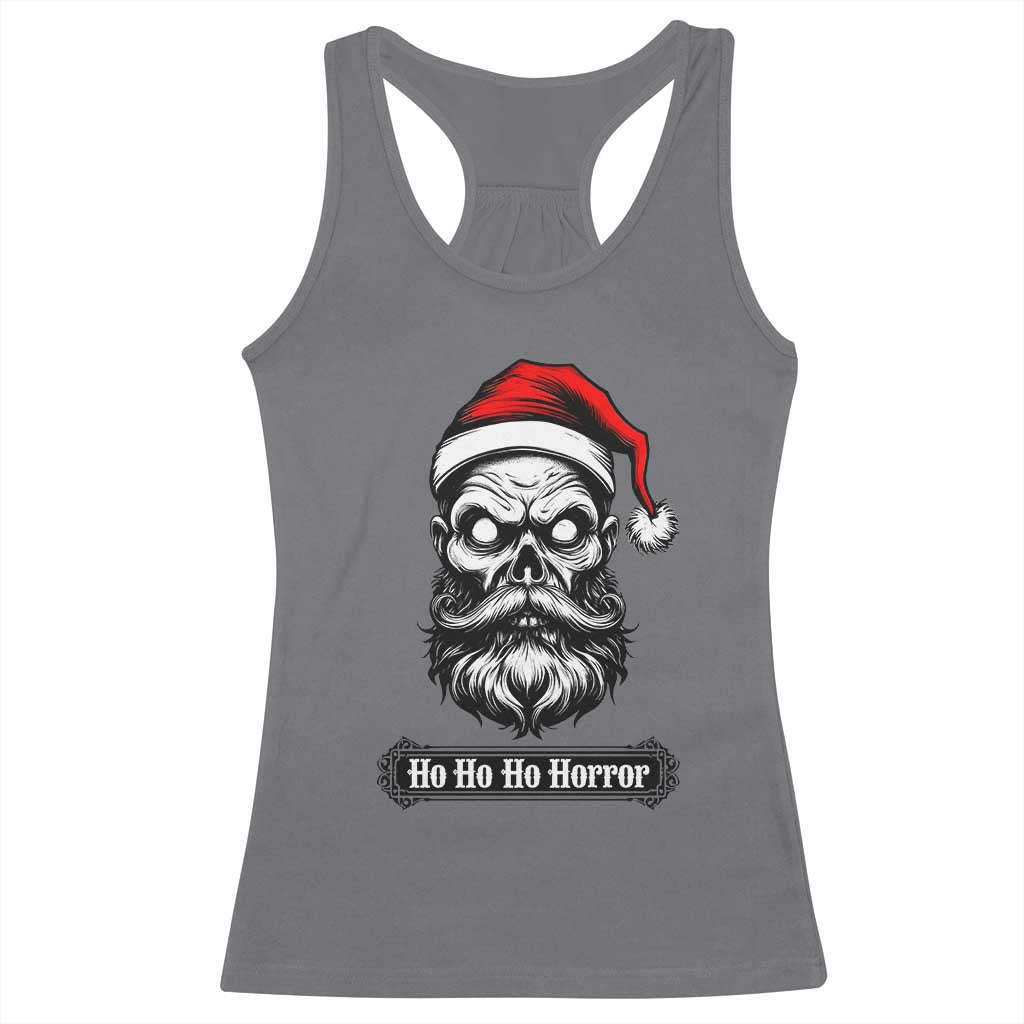 Creepy Christmas Skull Racerback Tank Top Ho Ho Ho Horror Santa Gothic Holiday - Wonder Print Shop