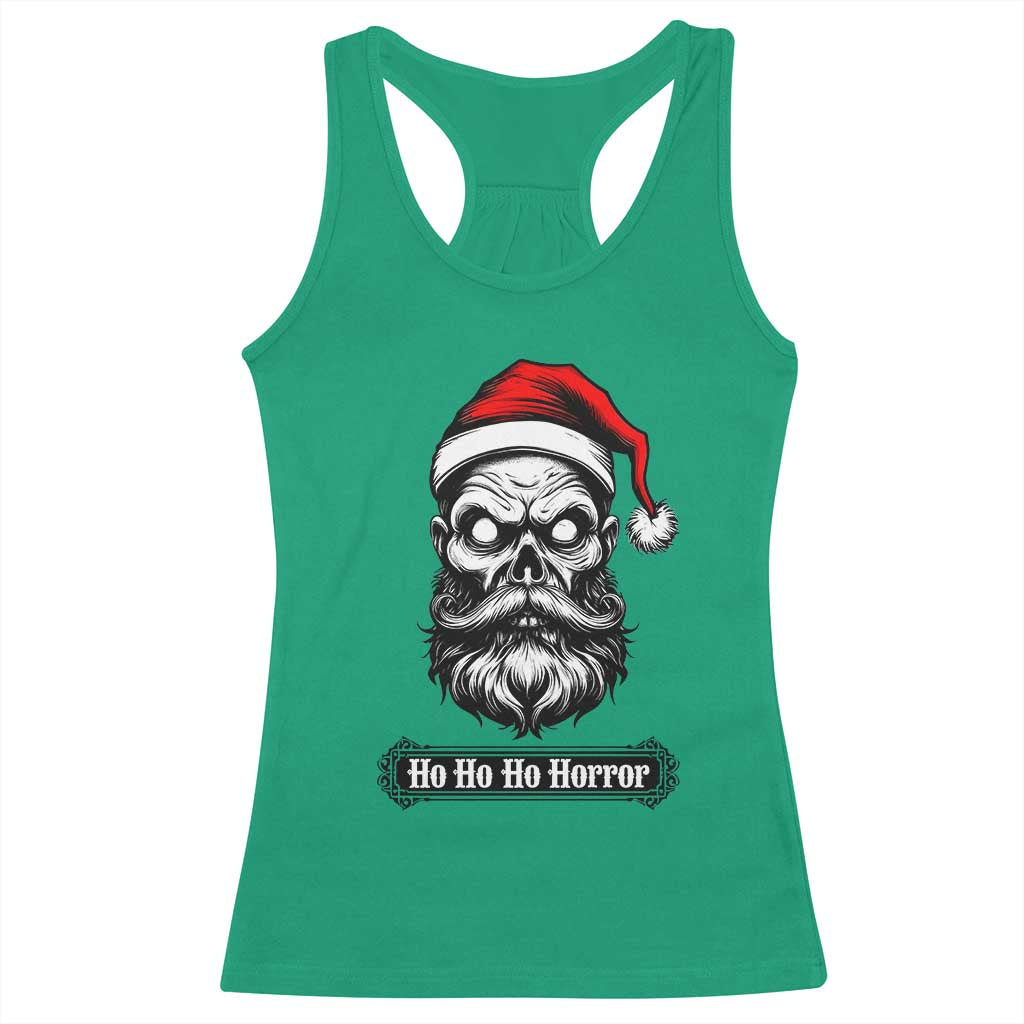 Creepy Christmas Skull Racerback Tank Top Ho Ho Ho Horror Santa Gothic Holiday - Wonder Print Shop