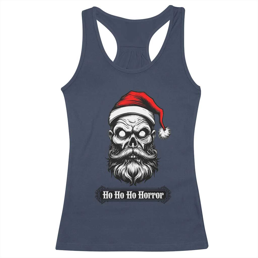 Creepy Christmas Skull Racerback Tank Top Ho Ho Ho Horror Santa Gothic Holiday - Wonder Print Shop
