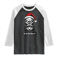 Creepy Christmas Skull Raglan Shirt Ho Ho Ho Horror Santa Gothic Holiday - Wonder Print Shop