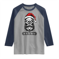 Creepy Christmas Skull Raglan Shirt Ho Ho Ho Horror Santa Gothic Holiday - Wonder Print Shop