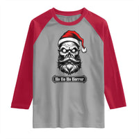 Creepy Christmas Skull Raglan Shirt Ho Ho Ho Horror Santa Gothic Holiday - Wonder Print Shop