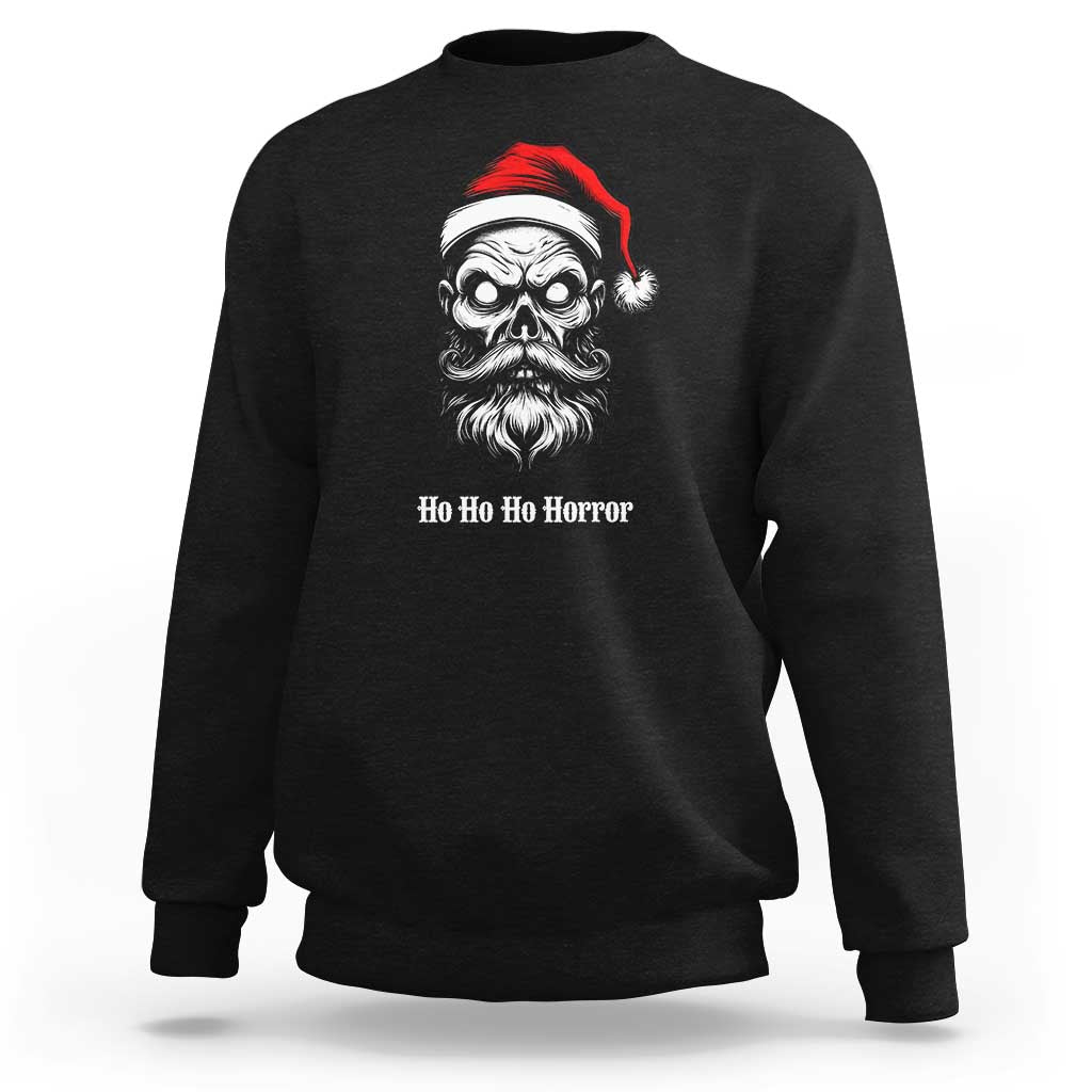 Creepy Christmas Skull Sweatshirt Ho Ho Ho Horror Santa Gothic Holiday - Wonder Print Shop