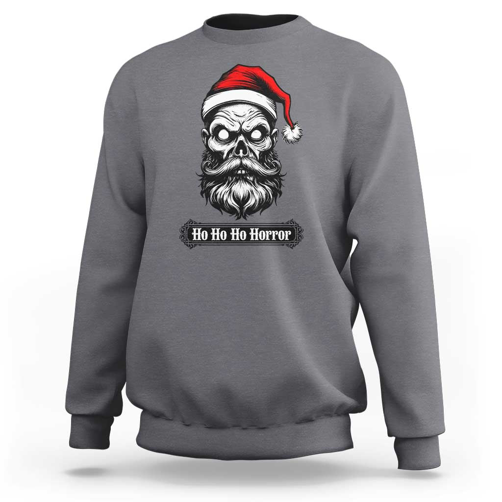 Creepy Christmas Skull Sweatshirt Ho Ho Ho Horror Santa Gothic Holiday - Wonder Print Shop