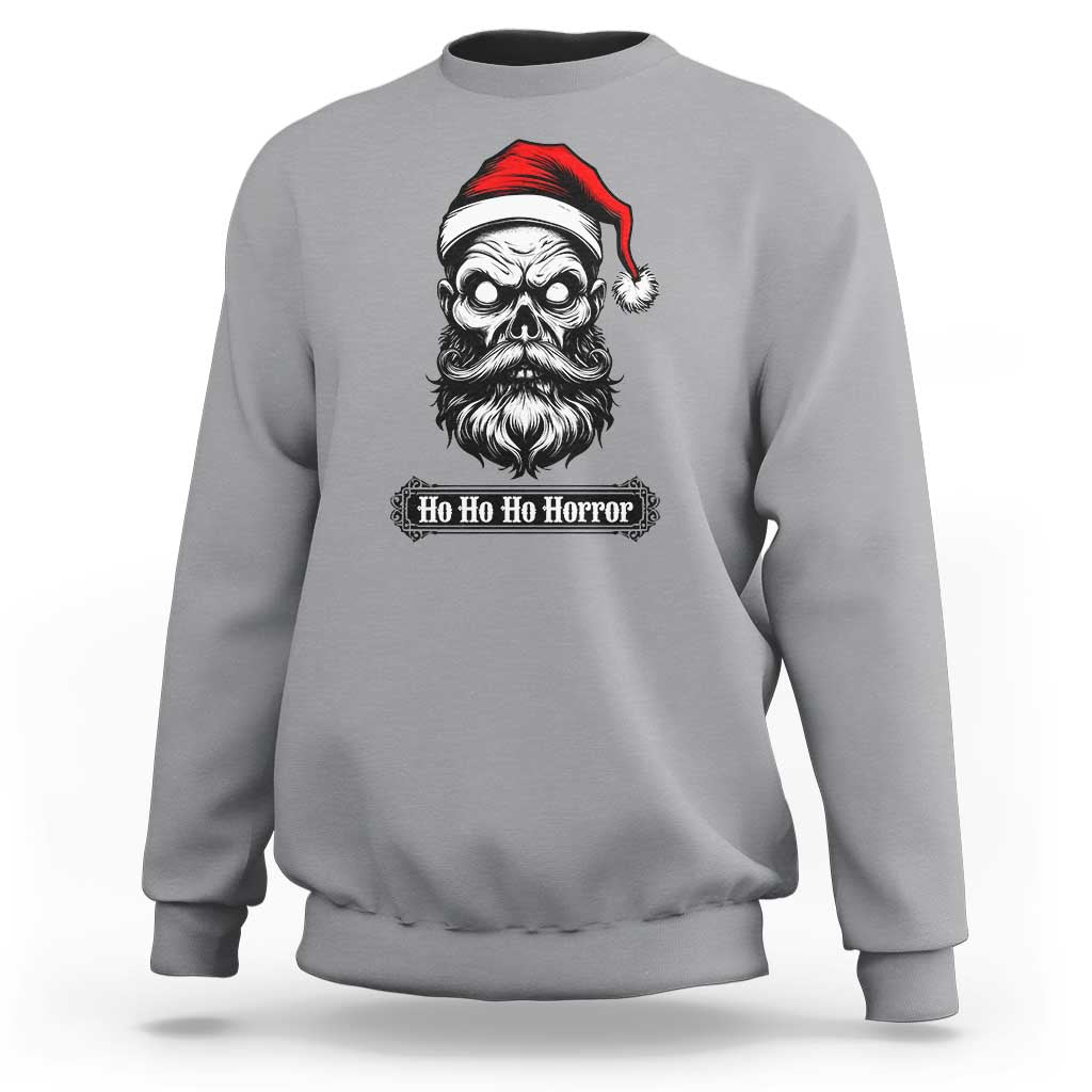 Creepy Christmas Skull Sweatshirt Ho Ho Ho Horror Santa Gothic Holiday - Wonder Print Shop
