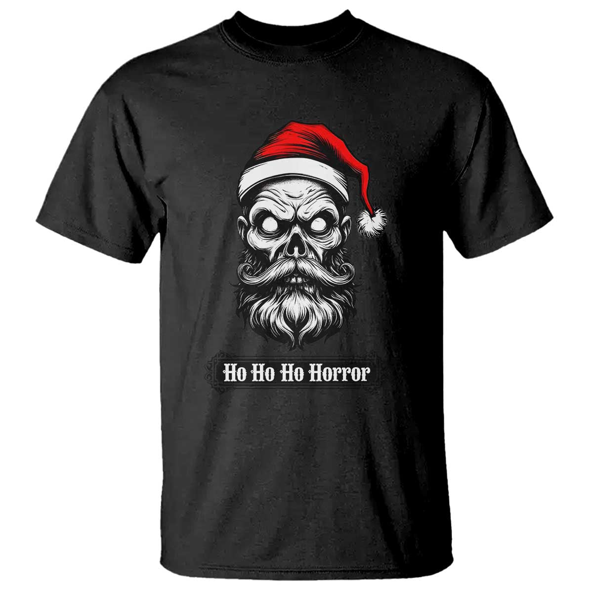 Creepy Christmas Skull T Shirt Ho Ho Ho Horror Santa Gothic Holiday - Wonder Print Shop