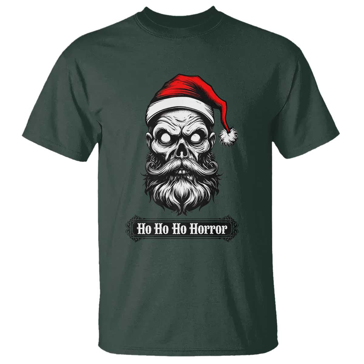 Creepy Christmas Skull T Shirt Ho Ho Ho Horror Santa Gothic Holiday - Wonder Print Shop