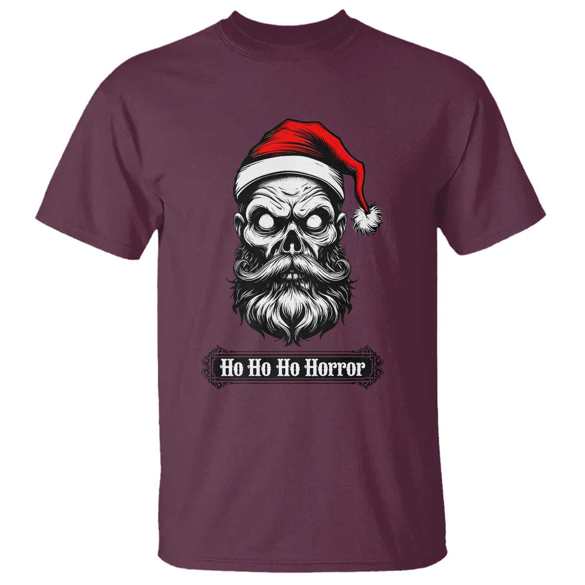 Creepy Christmas Skull T Shirt Ho Ho Ho Horror Santa Gothic Holiday - Wonder Print Shop