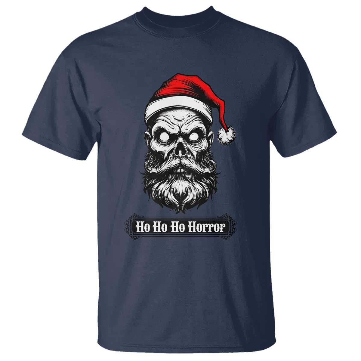 Creepy Christmas Skull T Shirt Ho Ho Ho Horror Santa Gothic Holiday - Wonder Print Shop