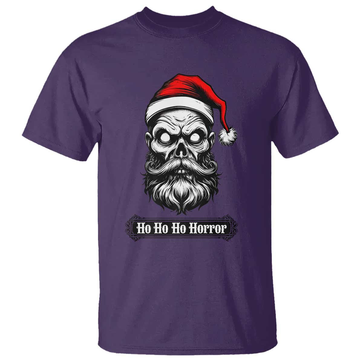 Creepy Christmas Skull T Shirt Ho Ho Ho Horror Santa Gothic Holiday - Wonder Print Shop