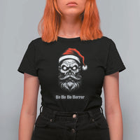Creepy Christmas Skull T Shirt For Women Ho Ho Ho Horror Santa Gothic Holiday - Wonder Print Shop