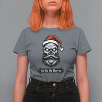 Creepy Christmas Skull T Shirt For Women Ho Ho Ho Horror Santa Gothic Holiday - Wonder Print Shop